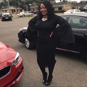 Black Lace dress with oversized sleeves